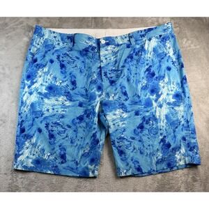 Hreski Golf Shorts Mens Size 44 136 Abstract Blue Watercolor Marble Straight Fit